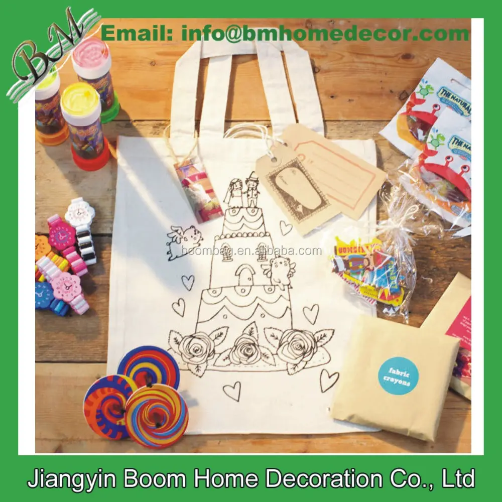 Cotton Linen Easter Egg Bag Kids Children Gift Bag DIY Coloring Cotton Canvas Shoulder Bag
