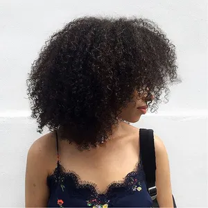 Afro Rambut Keriting Keriting 3 Bundel Rambut Keriting Brasil 100% Bundel Rambut Manusia Remy Ekstensi 8 16 Inci Jalinan Ganda Alami