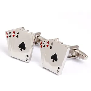 4 Thẻ Chơi Bài Ace Poker Men Cufflinks Đồng - Product Image 1