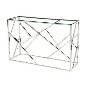 Sinochic Modern Gold Stainless Steel glass silver Console Table Living Gold Console table