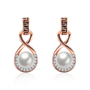 Más nuevo estilo pendientes 18 K chapado en oro rosa rhinestone perla pendientes para <span class=keywords><strong>las</strong></span> mujeres - Product Image 1