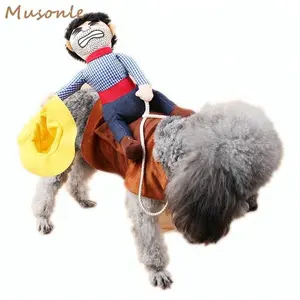 Factory wholesale cosplay costume cowboy rider dog costumes for pets