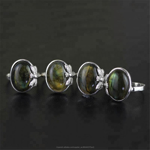 Libélula de plata ágata Natural anillo de Piedra Negro - Product Image 6