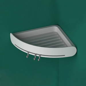 Nessuna Perforazione Montaggio A Parete Doccia <span class=keywords><strong>Mensola</strong></span> con Ganci Bianco Angolo Scaffali Triangolo <span class=keywords><strong>Mensola</strong></span> del Bagno Cremagliera - Product Image 5