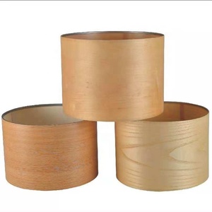Moderner undefinierter dekorativer hand gefertigter Zylinder holz furnier Trommel lampen schirm - Product Image 1