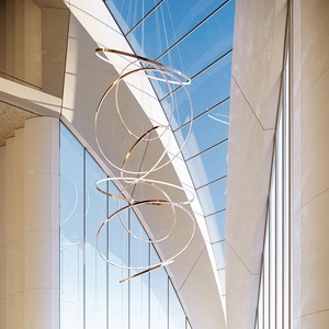 JYLIGHTING Lampe moderne en acier inoxydable doré à LED Style contemporain Grand <span class=keywords><strong>anneau</strong></span> métallique Luminaire suspendu pour la maison Hôtel Projet - Product Image 5