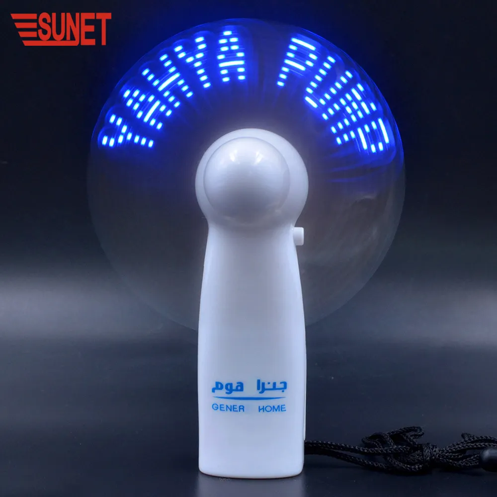 SUNJET Sản Phẩm Mới Mini Portable Handy Led Tùy Chỉnh Thông Báo Pin Fan, Lập Trình Led Hiển Thị Cầm Tay Quạt Điện