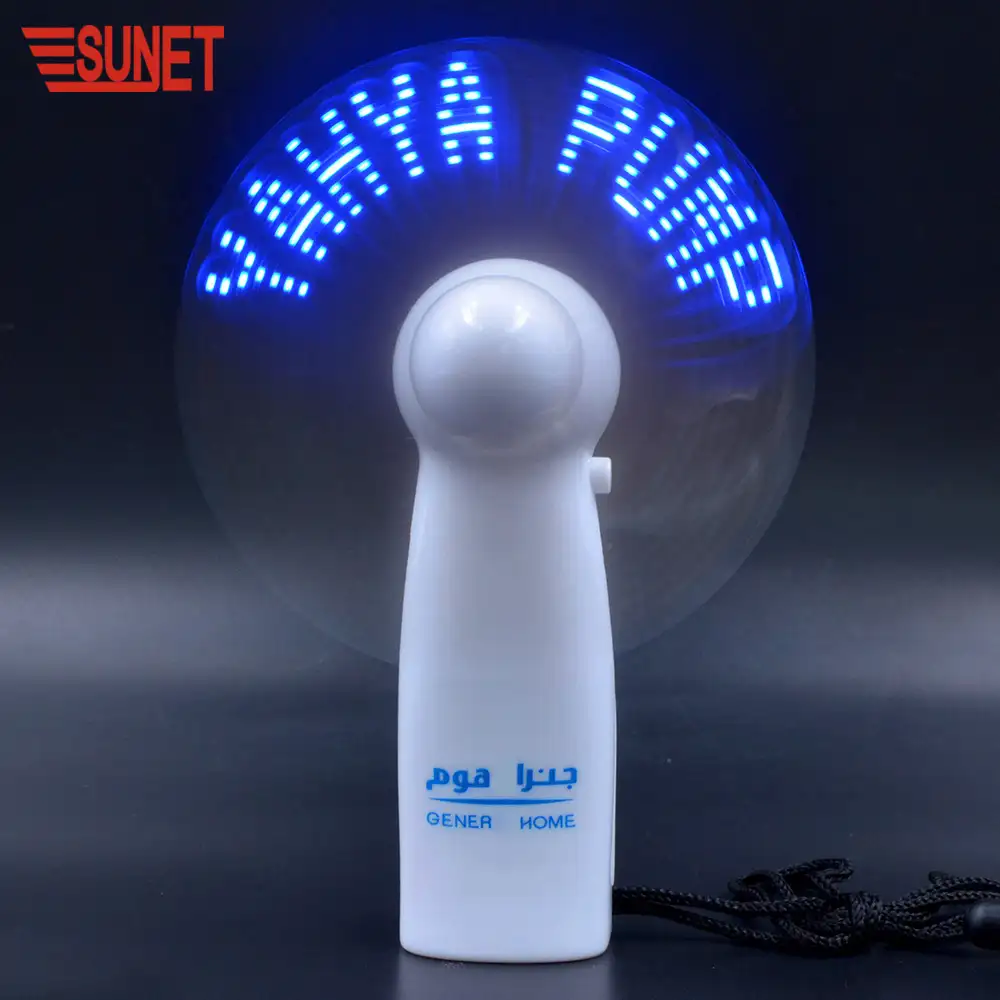 SUNJET New Product Mini Portable Handy Led Custom Message Battery Fan, Programmable Led Display Handheld Electric Fan