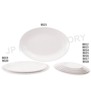 Đĩa Ăn Tối Phẳng Hình Bầu Dục Melamine 9 "Đường Kính An Toàn Cho Máy Rửa Chén Đĩa Melamine Màu Trắng