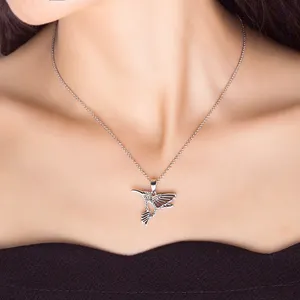 Collier colibris en argent Sterling 925, pendentif oiseau, bijou personnalisé