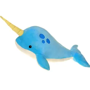 Brinquedo de pelúcia narwhal azul fofo feito sob encomenda