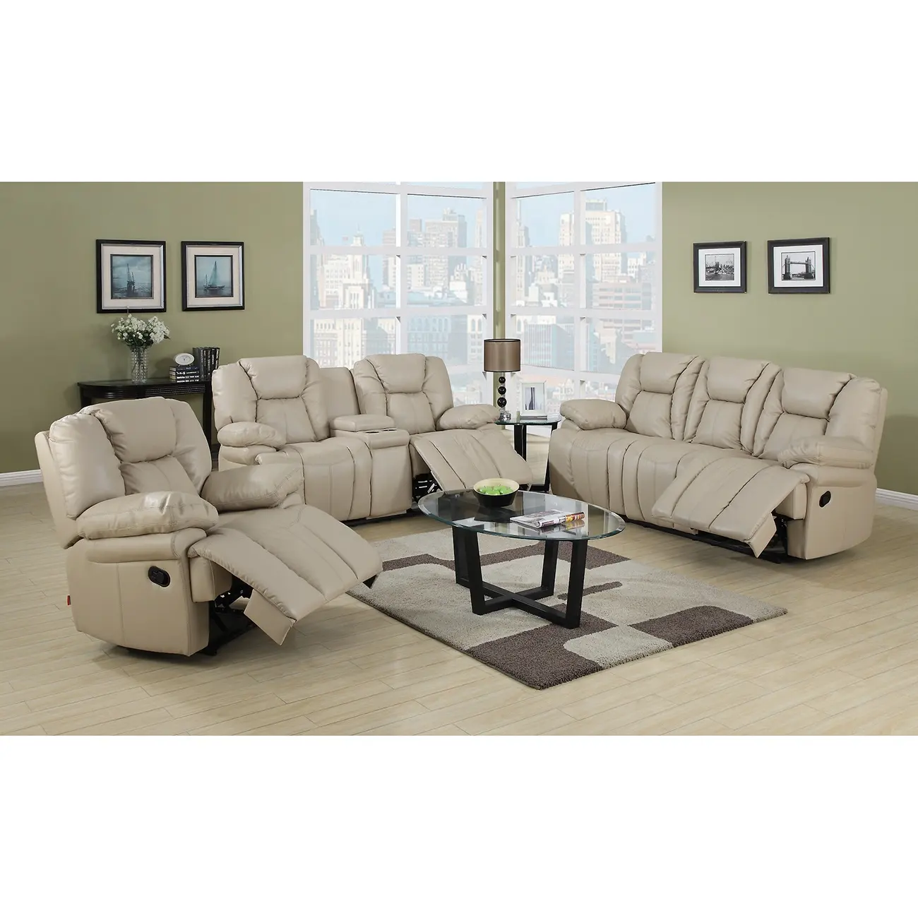 Conjunto de sofás reclinables de diseño para sala de estar, conjunto de sofás de 7 plazas, sillón reclinable de TV moderno seccional