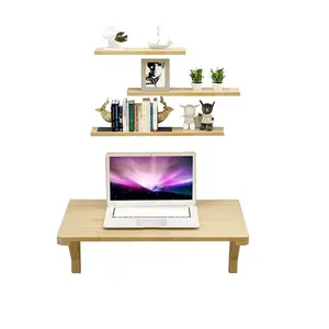 Creative Modern Wooden Folding Wall- mounted Computer Table Bookcase