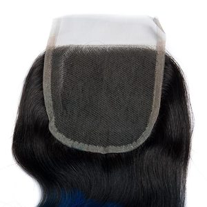 3 Fasci di <span class=keywords><strong>Capelli</strong></span> Brasiliani con Chiusura in Pizzo, Colore 1b/Blu Ombré, Onda Morbida, Estensioni Ombré Sunlight Hair - Product Image 4