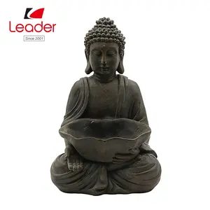 Venta al por mayor de Polyresin estatua de Buda sentado con hoja de loto de resina estatuas de Buda