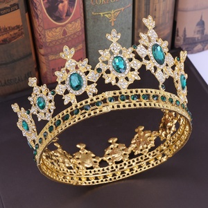 มงกุฎมงกุฏคริสตัลแบบเต็มรูปสำหรับใส่ออกงานพรอมสีทอง - Product Image 4