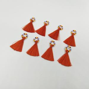 Mini abalorios de borla de seda con cuentas para pendientes - Product Image 6