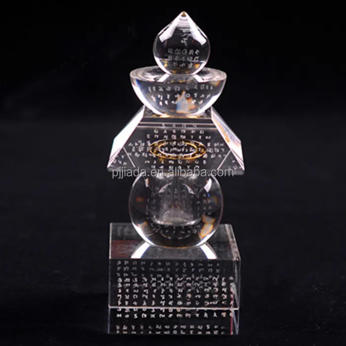 All Buddha secret heart whole body relics treasure trunk tower 6*6 colorful crystal five wheel tower stupa 14cm high