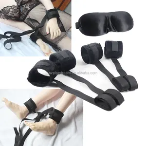 Restricción sexual bondage mano y venda para los ojos, restricciones sexuales de terciopelo, juego sexual para dormitorio, restricciones debajo de la cama