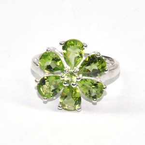 Anillo fino de Plata de Ley 925 con corte de pera peridoto piedra preciosa diseño de ajuste de punta regalo de boda de moda para fiestas - Product Image 1
