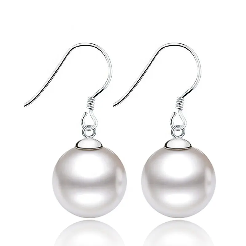 Classic Design Hypoallergenic 925 Sterling Silver Elegant Korean Imitation Pearl Dangle Jewelry Women Pearl Wedding Drop Earings