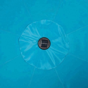 Marco de acero de 9 pies, parasol solar en polvo para exteriores, 32 luces LED, sombrilla para <span class=keywords><strong>patio</strong></span>, mesa, mercado, paraguas de 270cm con inclinación y manivela - Product Image 3