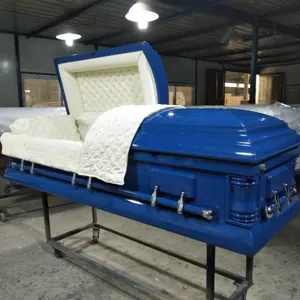 952911 蓝色葬礼棺材价格棺材木制棺材