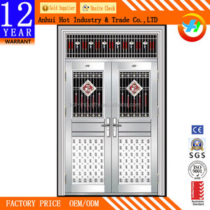 Porta di Sicurezza a <span class=keywords><strong>Doppia</strong></span> <span class=keywords><strong>Anta</strong></span> in Acciaio Inossidabile Moderna per Esterni con Finitura Superficiale per Stanza Principale - Product Image 3
