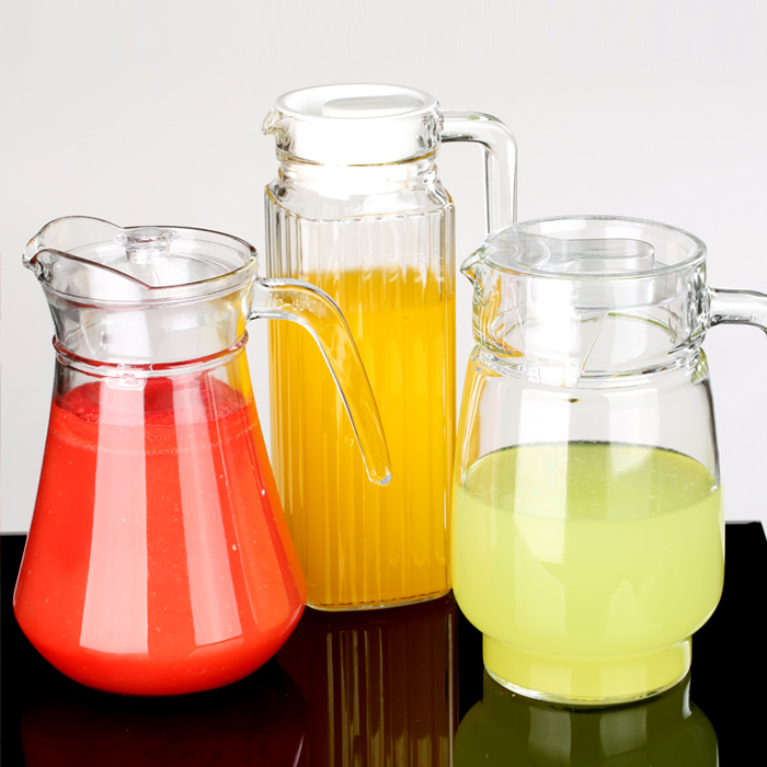 Round glass water pitcher/glass teapots/glass beverage jug.