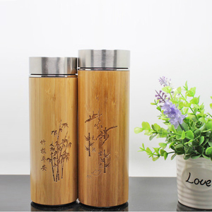Thermos en bambou naturel de 500 ml, <span class=keywords><strong>tasse</strong></span> à café avec intérieur en sable violet - Product Image 3