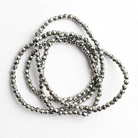 Perles en hématite naturelle de qualité AA, rondes, brillantes, facettées, de 2 mm, pour la fabrication de bijoux