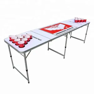Factory Direct Foldable Beerpong Table 8 Feet Portable Folding Beer Pong Table Minimalist Aluminum Party Lightweight Funny Games