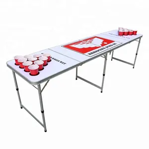 Meja Beerpong lipat portabel 8 kaki, Meja Beerpong minimalis pesta aluminium ringan permainan lucu langsung dari pabrik