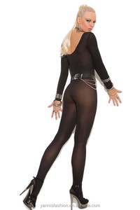 Quần Áo Ngủ Cho Phụ Nữ Foxy Babe Đục Dài Tay Áo Mở Đáy Bodystocking Sexy Phụ Nữ Crotchless Cơ Thể Stocking Đồ Lót Bodysuit - Product Image 4