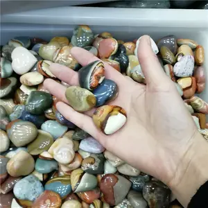 Натуральные полированные хрустальные камни Ocean jasper, резные вручную полудрагоценные камни в форме сердца