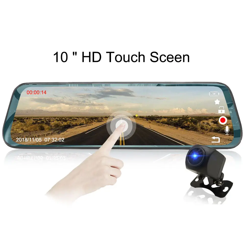 Zimtop 2018 Baru 10 "Touch Streaming Dual Lensa Spion Kamera Jepang Dash Cam