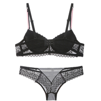 Ensemble de lingerie en dentelle transparente slim sexy de grande taille soutien-gorge et culotte pour jeune fille