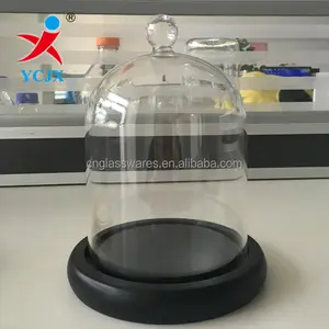 Blown Clear Glass Domes With Black Base For Wedding Gift Middle Glass Cloche House Decoration