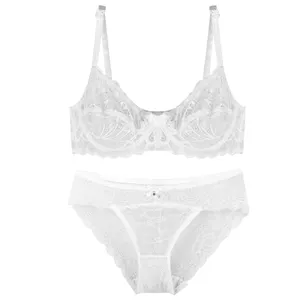 Più nuovo White Lace Vedere Attraverso Bra Sets Delle Signore Sexy Fancy <span class=keywords><strong>Reggiseno</strong></span> E Slip Set - Product Image 1