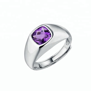 Bague en <span class=keywords><strong>améthyste</strong></span> <span class=keywords><strong>véritable</strong></span>, <span class=keywords><strong>bijoux</strong></span> en argent sterling 925 - Product Image 2