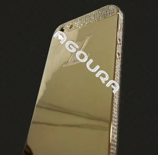 Carcasa de oro/platino/oro rosa con marco de diamante para iPhone 5G, carcasa de batería de placa trasera Mini