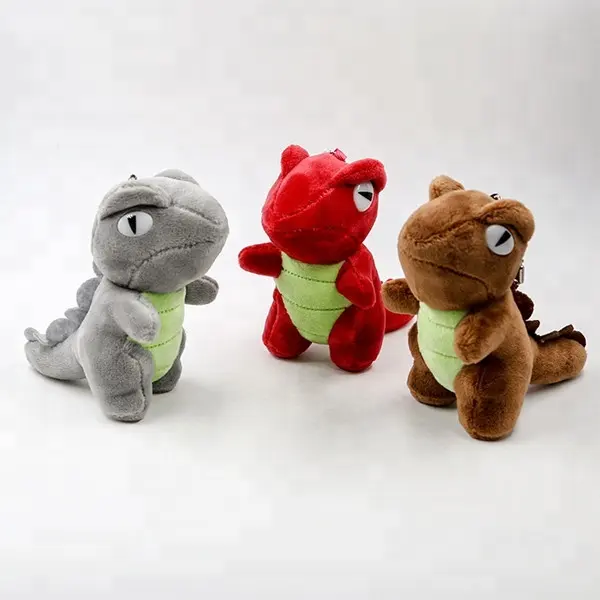 Gratis Sampel Kustom OEM Lucu Lembut Mewah Dragon Gantungan Kunci Dinosaurus Gantungan Kunci Grosir Boneka Anak-anak Kartun Mini Mewah Naga