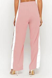 <span class=keywords><strong>Pantaloni</strong></span> <span class=keywords><strong>Palazzo</strong></span> da <span class=keywords><strong>Donna</strong></span> KY con Vita Elasticizzata, Gamba Dritta, Bottoni a Pressione Laterali e Strisce Contrastanti Staccabili - Product Image 4