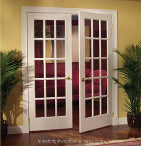 <strong>White</strong> Interior Wood Double <strong>French</strong> <strong>Doors</strong> With Glass Swing Open Style for Entry or Bedroom Application - Product Image 4