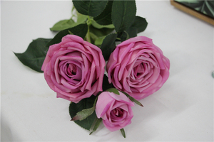 Roses <span class=keywords><strong>artificielles</strong></span> à 3 têtes au toucher réel, décoration de mariage, <span class=keywords><strong>fleurs</strong></span> à vendre - Product Image 4
