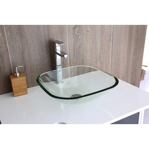 Plaza de mano portátil lavabo de vidrio transparente solo fregadero de tazón - Product Image 2