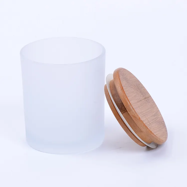 200 Ml Frosted Glass Container Candle Jars 100 Gram Clear Frosted Glass Jar With Bamboo Lid candle jars