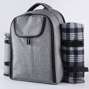 Kit de sac à dos de pique-nique, compartiment isolé professionnel, couleur grise, Durable, avec refroidisseur de bouteille latérale, nouveau - Product Image 3