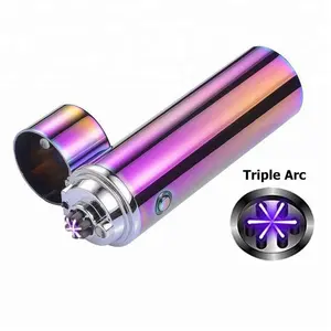 New Metal Electric Creative Lighter Pipe Cigar Personality USB 6 Arc Rechargeable Cigarette Smoking Fire Lighter Big Battery