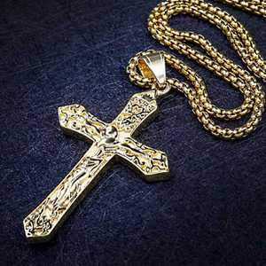 Collier pendentif <span class=keywords><strong>croix</strong></span> de Jésus en acier titane, amulette de <span class=keywords><strong>Christ</strong></span>, <span class=keywords><strong>croix</strong></span> en acier inoxydable, collier pour homme, bijoux religieux - Product Image 4